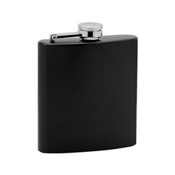 Černá lesklá ocelová kapesní láhev s vlastním textem, obrázkem nebo fotografií 180 ml
