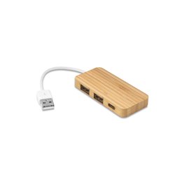 MOSER. HUB se 2 porty USB-A a 1 portem USB-C z bambusu