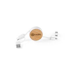 RUBINS. Zatahovací USB kabel 6 v 1 z recyklovaného ABS (100% rABS) a bambusu