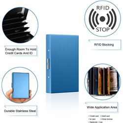 Vicloon Pouzdro na kreditní karty s RFID ochranou, modré