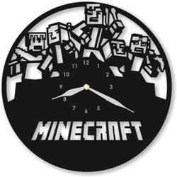 Nástěnné hodiny - Minecraft - černé