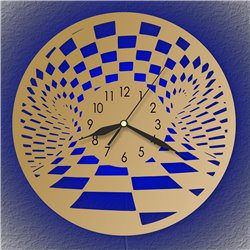 Nástěnné hodiny - 3D iluze - imitace mosaz s LED podsvícením